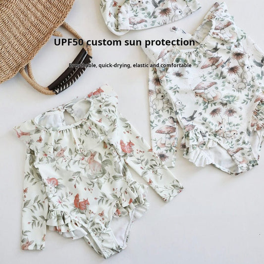 ベビー用水着 ガールズ水着 長袖ワンピーススイムウェア ラッシュガード【mh0009357】