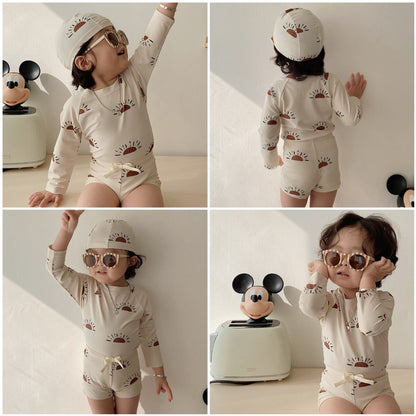 ベビー用水着 ボーイズ水着 長袖セパレートスイムウェア ラッシュガード【mh0009358】