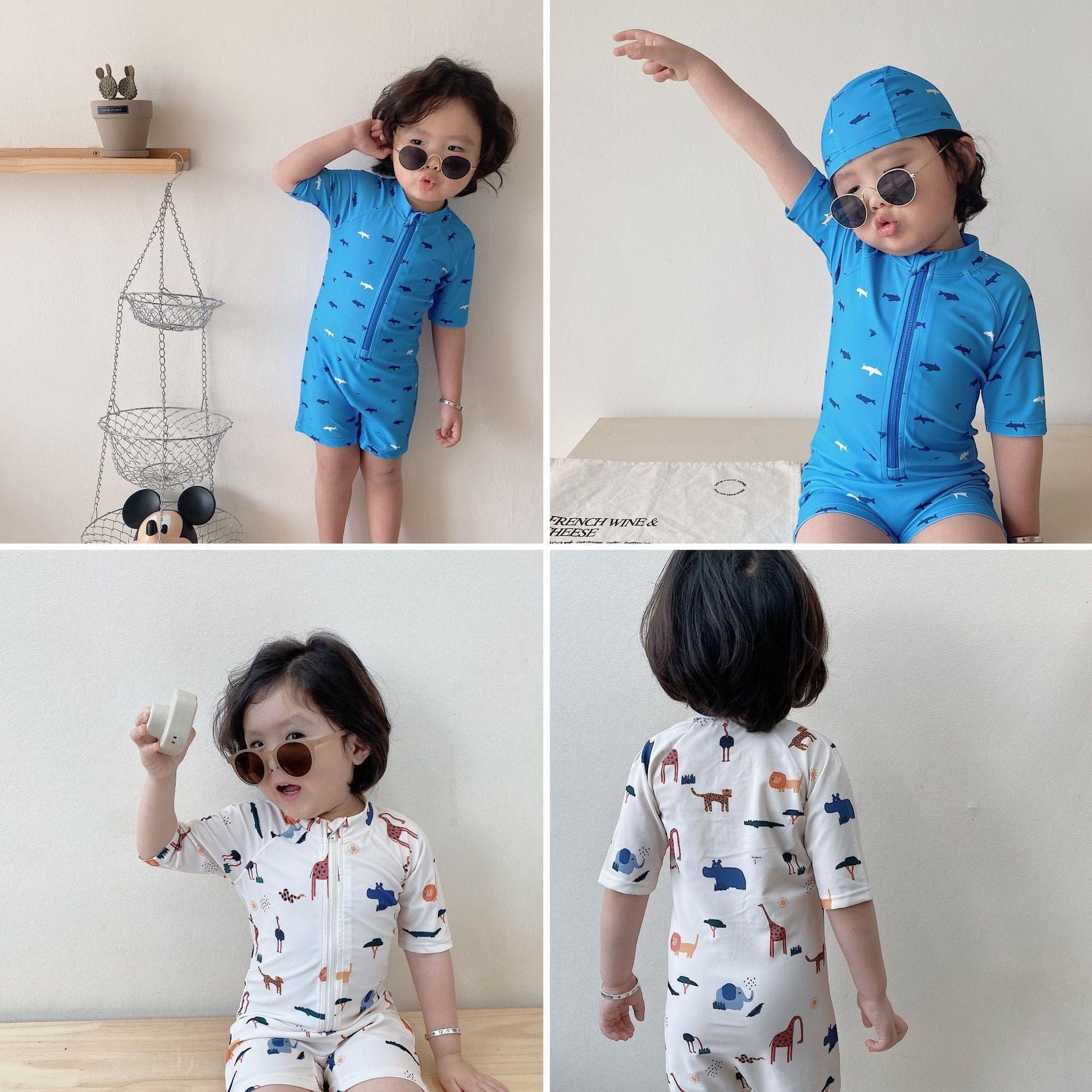 ベビー用水着 ボーイズ水着 半袖つなぎスイムウェア ラッシュガード【mh0009360】