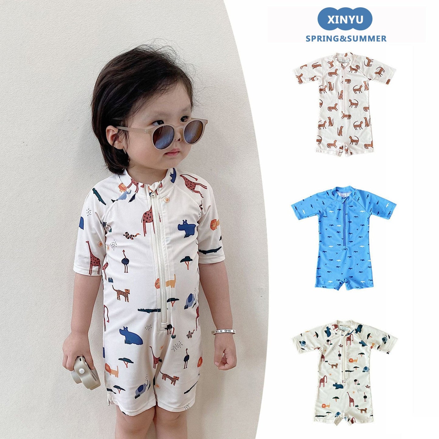 ベビー用水着 ボーイズ水着 半袖つなぎスイムウェア ラッシュガード【mh0009360】