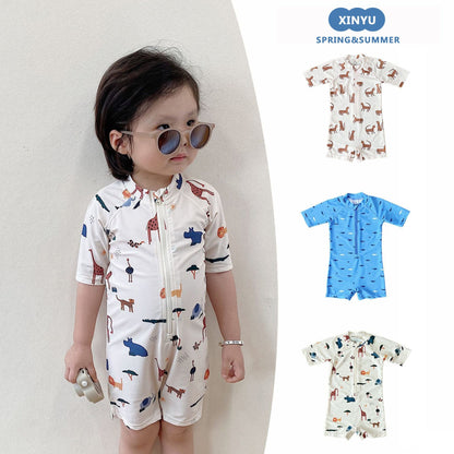 ベビー用水着 ボーイズ水着 半袖つなぎスイムウェア ラッシュガード【mh0009360】