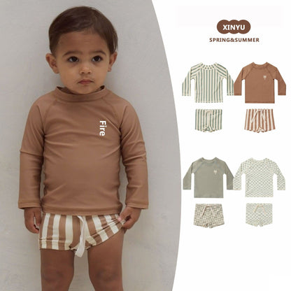 ベビー用水着 ボーイズ水着 長袖セパレートスイムウェア ラッシュガード【mh0009361】