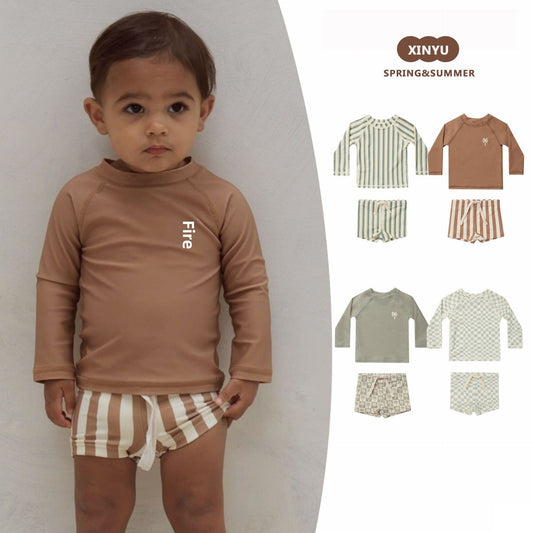 ベビー用水着 ボーイズ水着 長袖セパレートスイムウェア ラッシュガード【mh0009361】