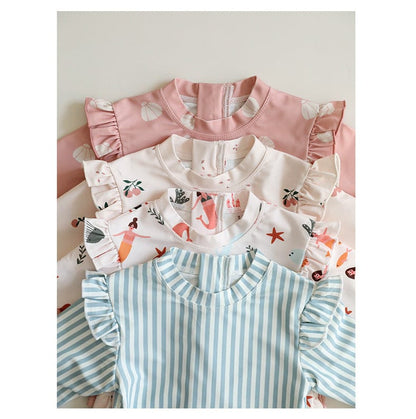 ベビー用水着 ガールズ水着 長袖ワンピーススイムウェア ラッシュガード【mh0009362】