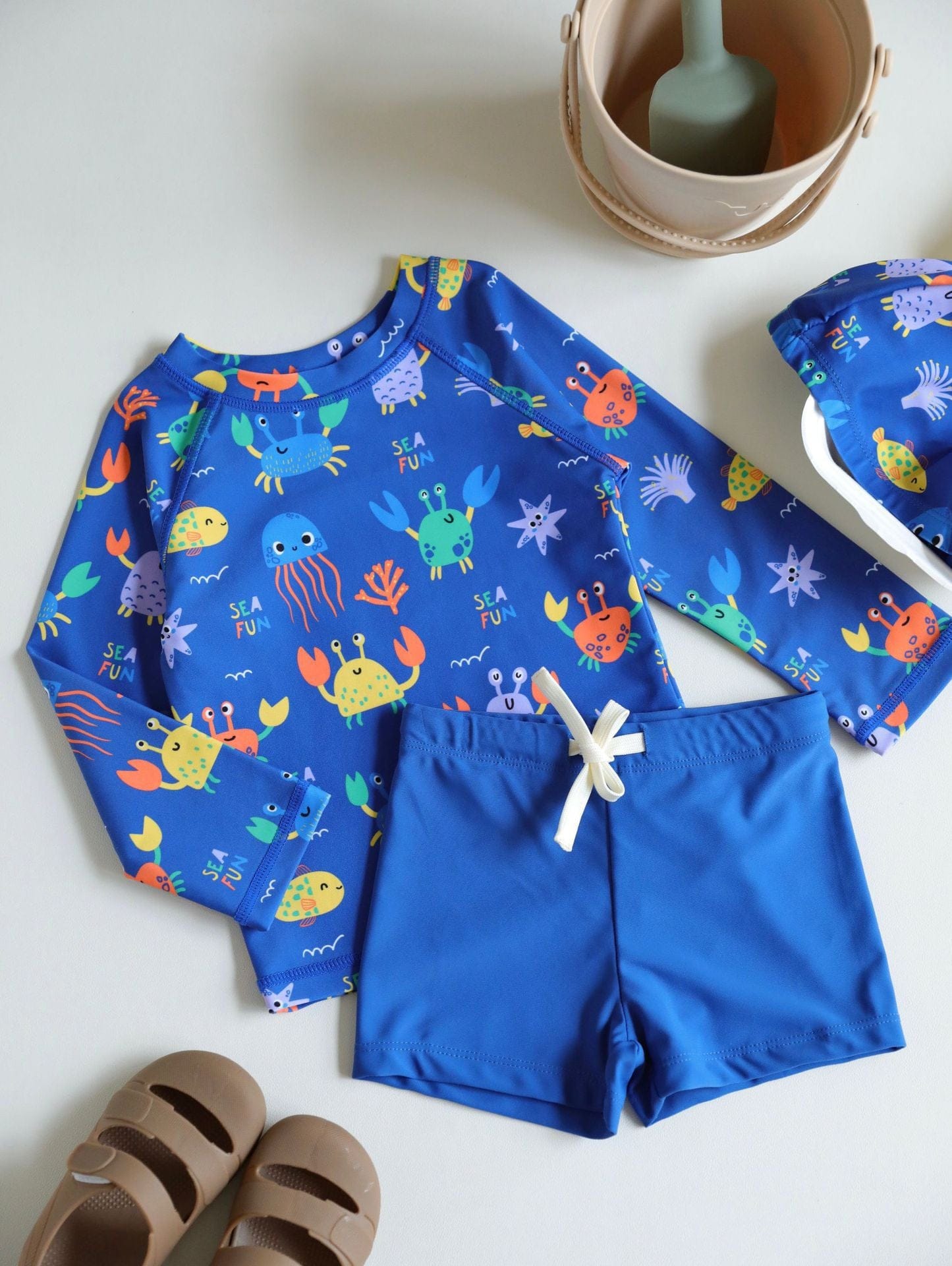 ベビー用水着 ボーイズ水着 長袖セパレートスイムウェア ラッシュガード【mh0009363】