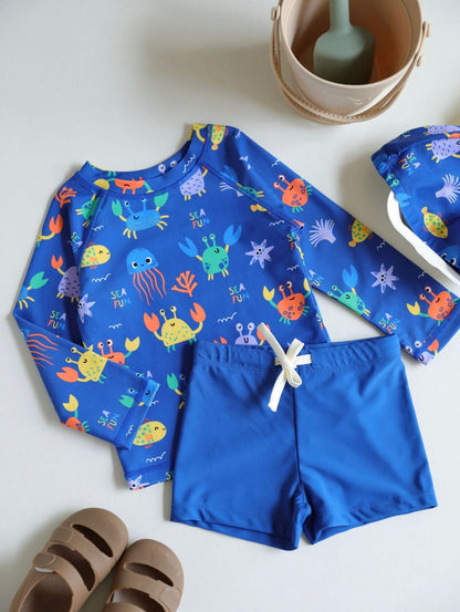 ベビー用水着 ボーイズ水着 長袖セパレートスイムウェア ラッシュガード【mh0009363】