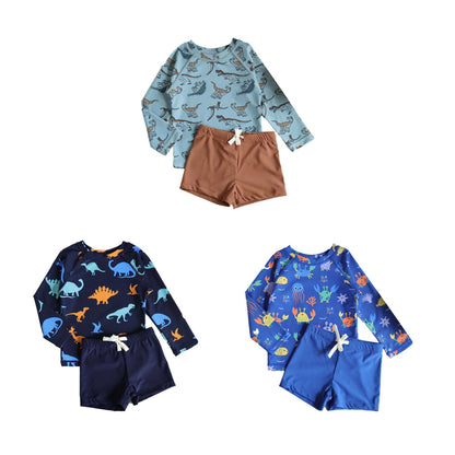 ベビー用水着 ボーイズ水着 長袖セパレートスイムウェア ラッシュガード【mh0009363】