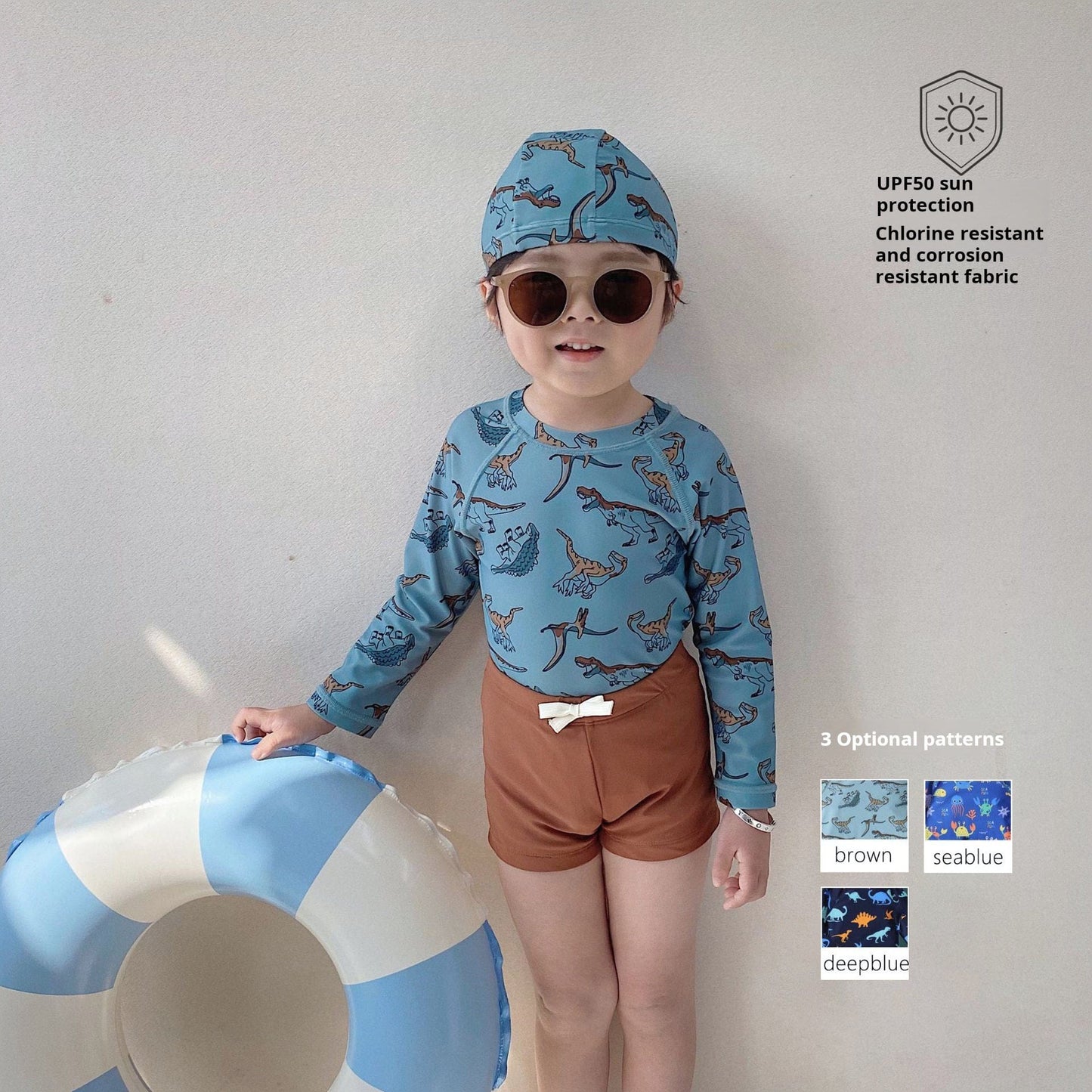 ベビー用水着 ボーイズ水着 長袖セパレートスイムウェア ラッシュガード【mh0009363】