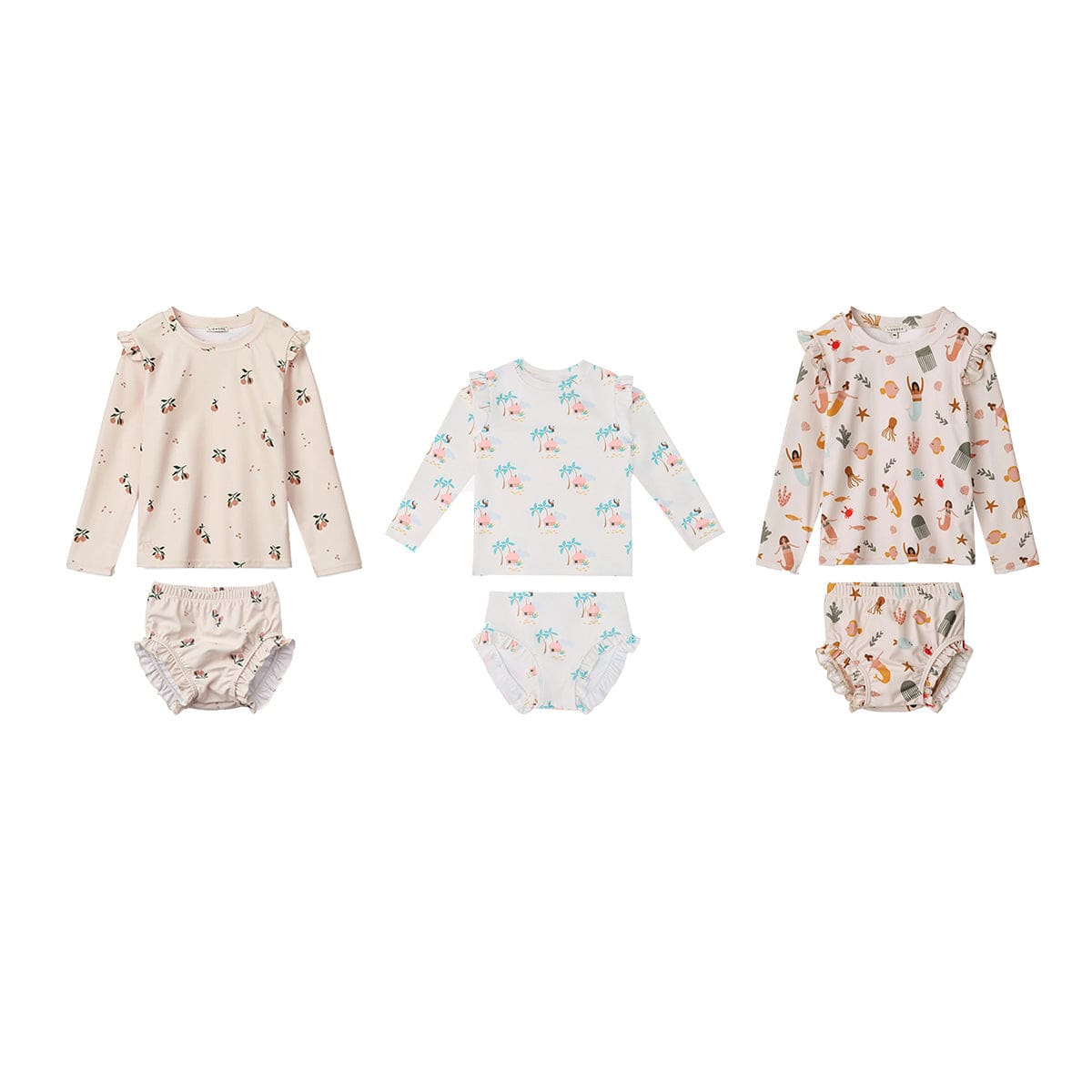 ベビー用水着 ガールズ水着 長袖セパレートスイムウェア ラッシュガード【mh0009366】