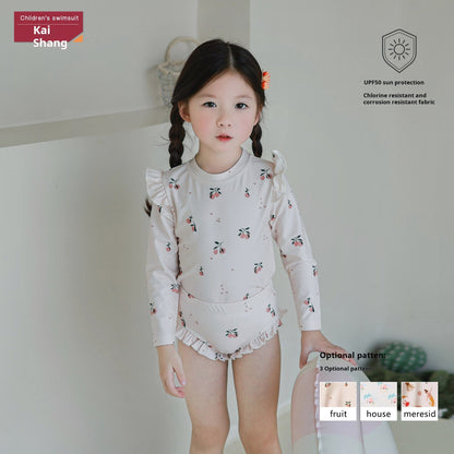 ベビー用水着 ガールズ水着 長袖セパレートスイムウェア ラッシュガード【mh0009366】