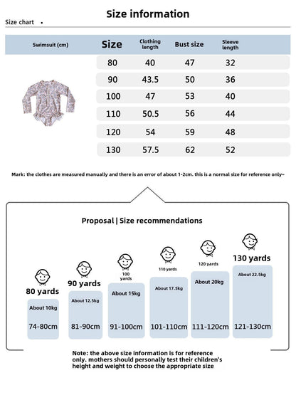 ベビー用水着 ガールズ水着 長袖ワンピーススイムウェア ラッシュガード【mh0009367】