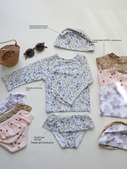 ベビー用水着 ガールズ水着 長袖セパレートスイムウェア ラッシュガード【mh0009368】