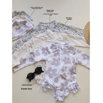ベビー用水着 ガールズ水着 長袖ワンピーススイムウェア ラッシュガード【mh0009370】