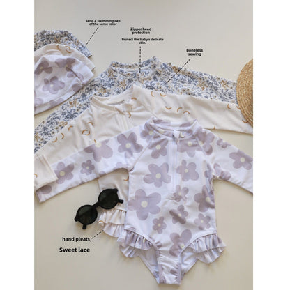 ベビー用水着 ガールズ水着 長袖ワンピーススイムウェア ラッシュガード【mh0009370】