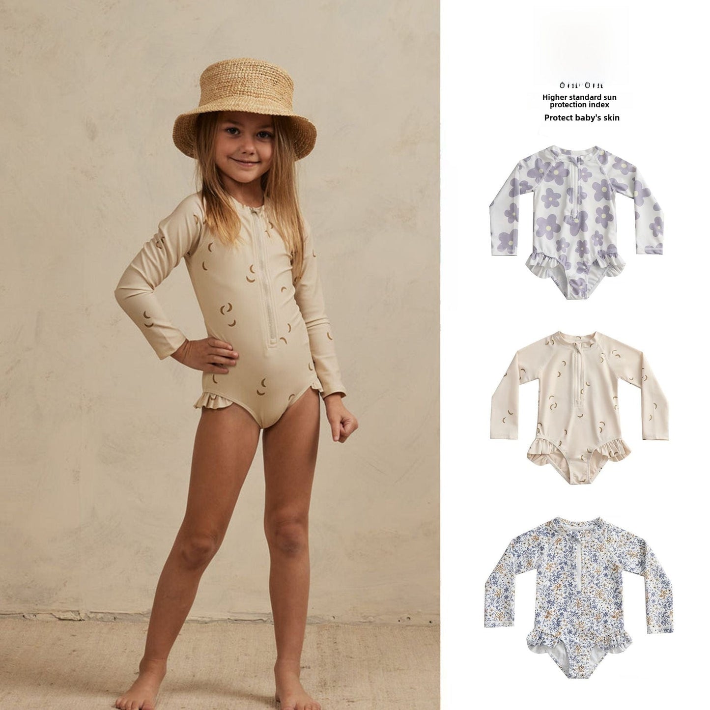 ベビー用水着 ガールズ水着 長袖ワンピーススイムウェア ラッシュガード【mh0009370】