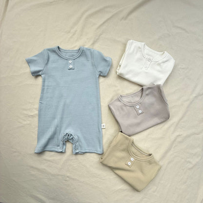 半袖ロンパース シンプルベーシック半袖ジャンプスーツロンパース【mh0009421】