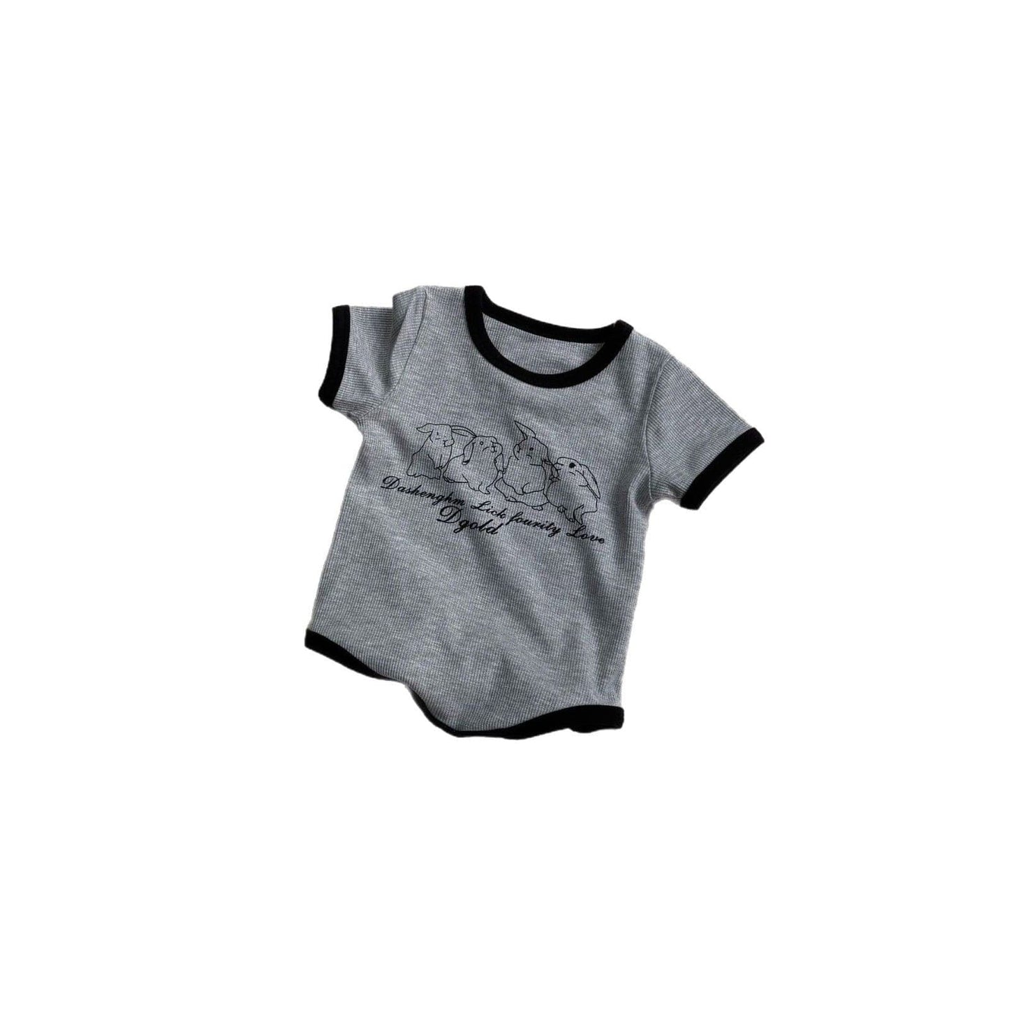 半袖ロンパース うさぎラビットプリント半袖ボディスーツロンパース【mh0009424】