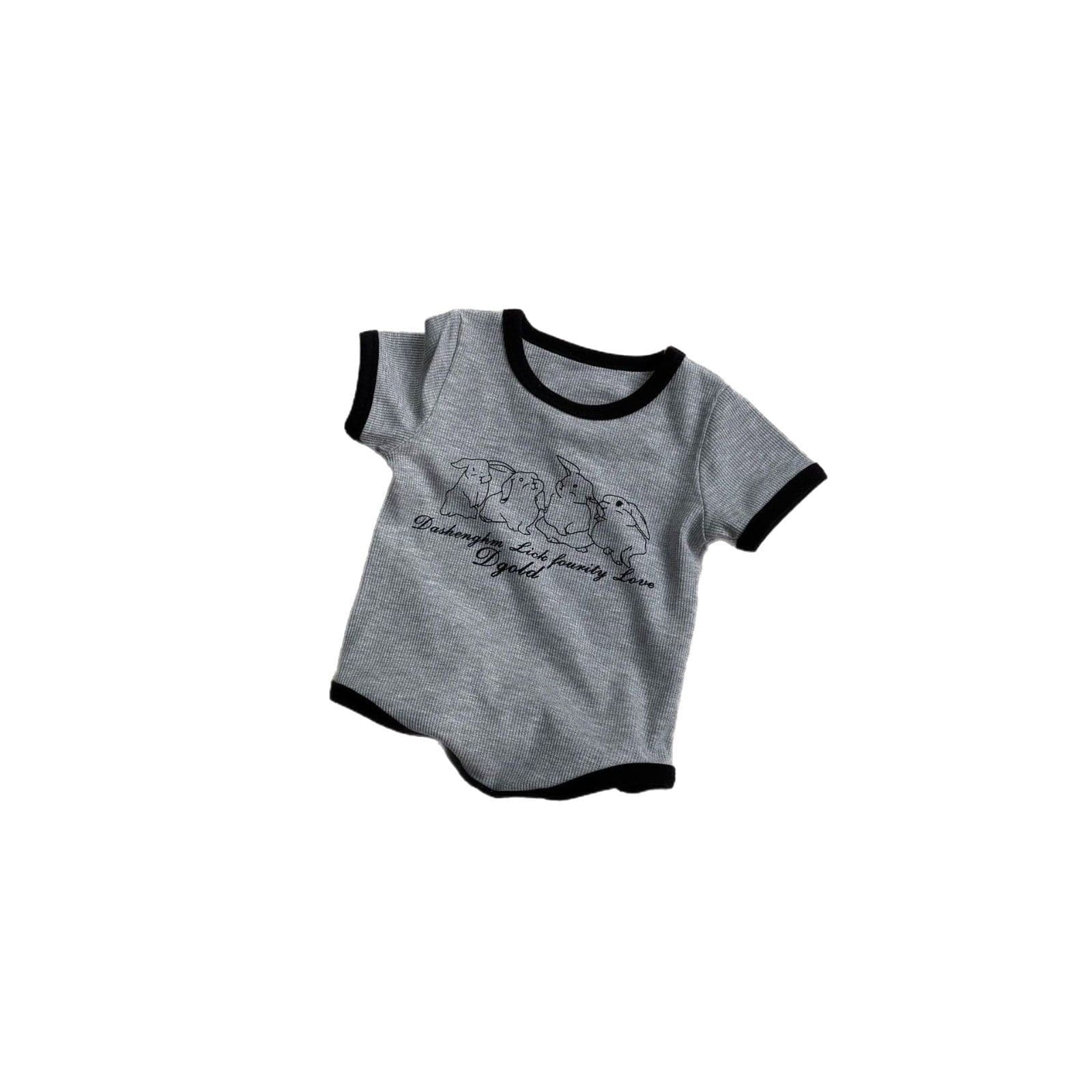 半袖ロンパース うさぎラビットプリント半袖ボディスーツロンパース【mh0009424】