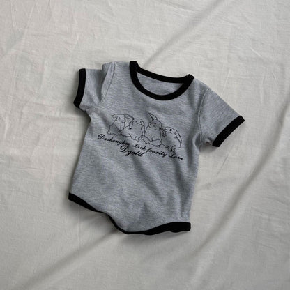 半袖ロンパース うさぎラビットプリント半袖ボディスーツロンパース【mh0009424】