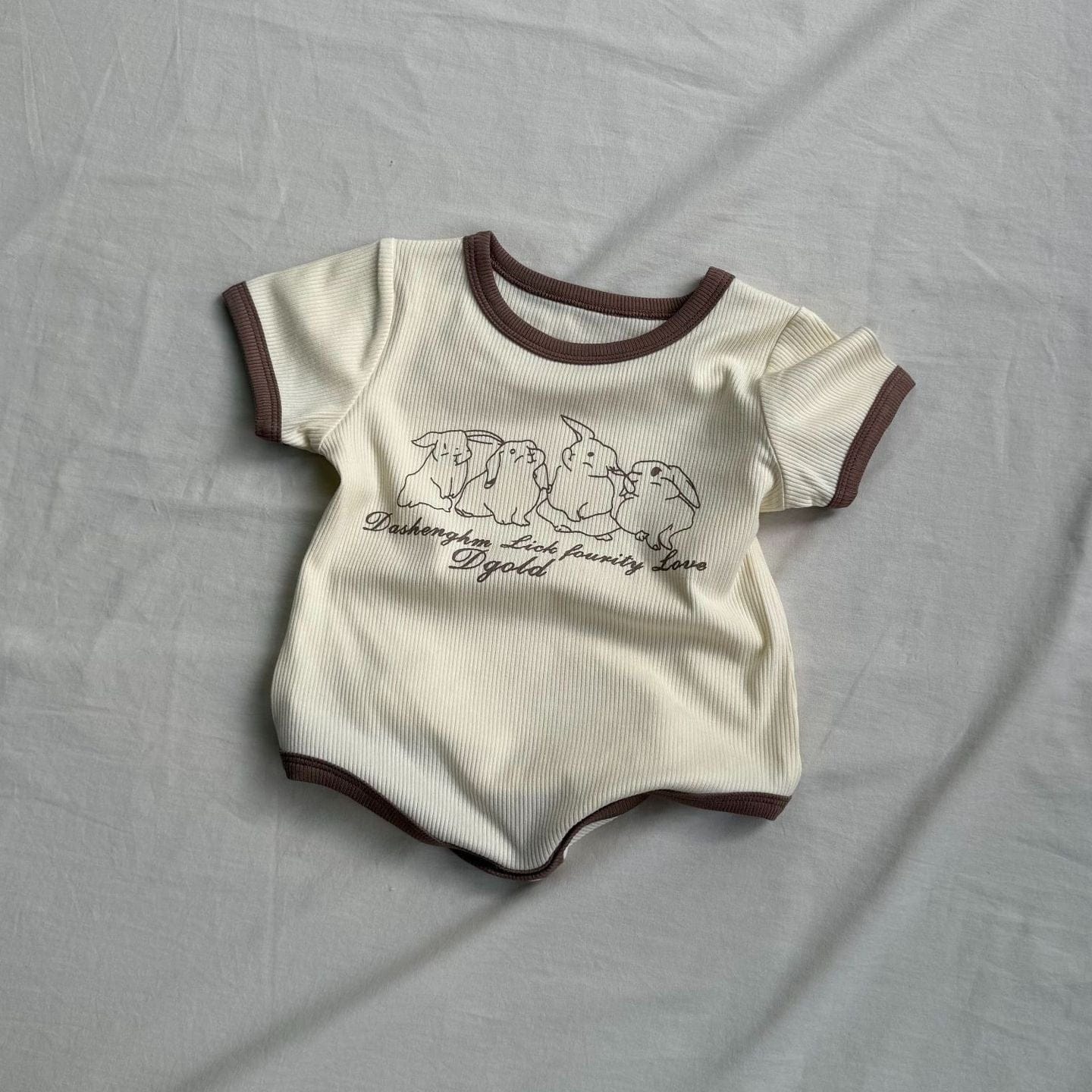 半袖ロンパース うさぎラビットプリント半袖ボディスーツロンパース【mh0009424】