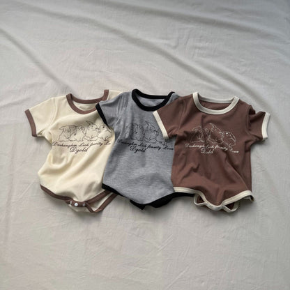 半袖ロンパース うさぎラビットプリント半袖ボディスーツロンパース【mh0009424】