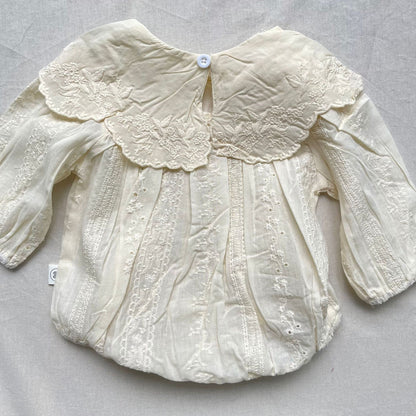 長袖ロンパース レース刺繍ビッグ襟長袖ロンパース【mh0009434】