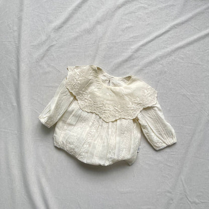 長袖ロンパース レース刺繍ビッグ襟長袖ロンパース【mh0009434】