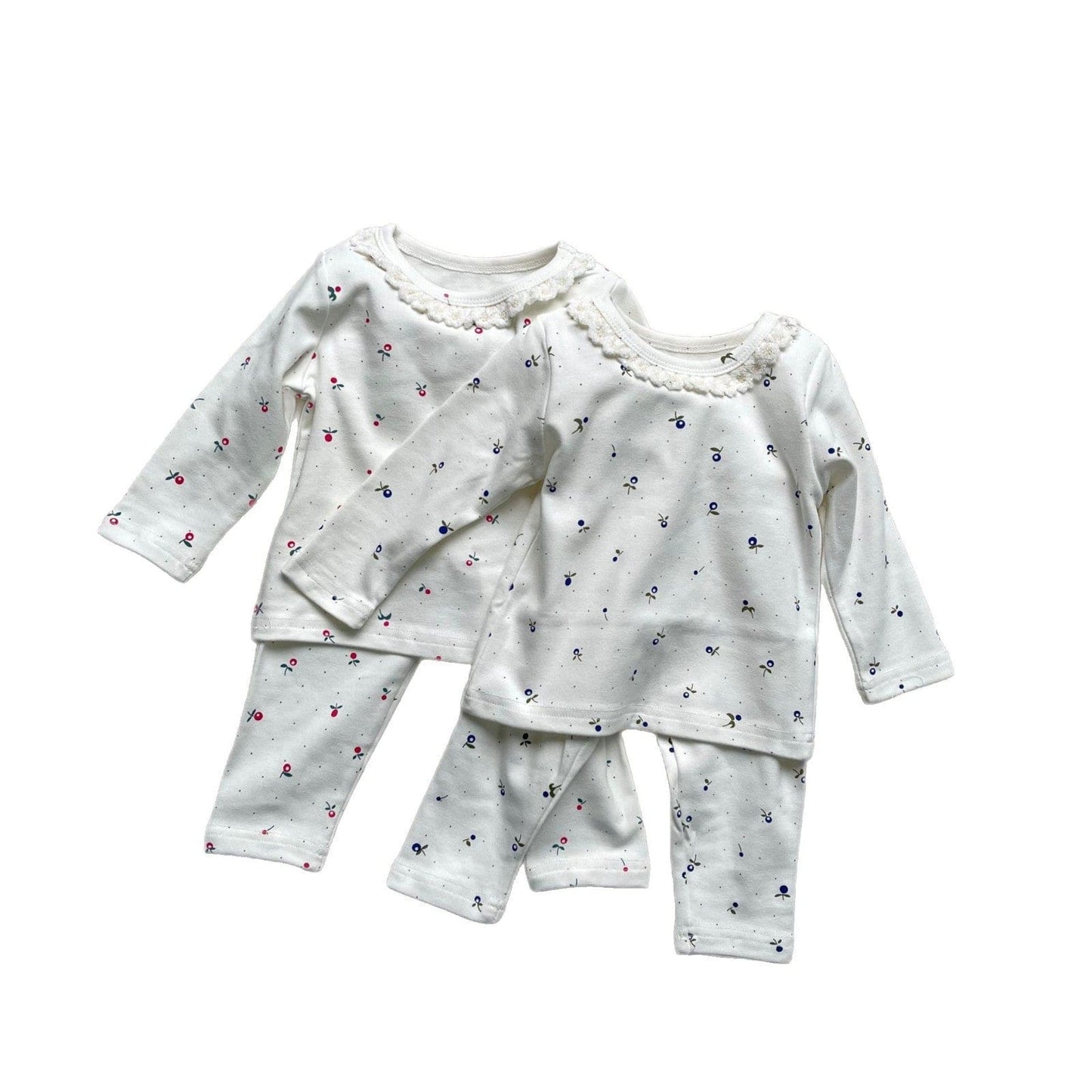 長袖パジャマ フラワー小花柄プリント長袖パジャマセット【mh0009437】