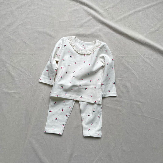 長袖パジャマ フラワー小花柄プリント長袖パジャマセット【mh0009437】