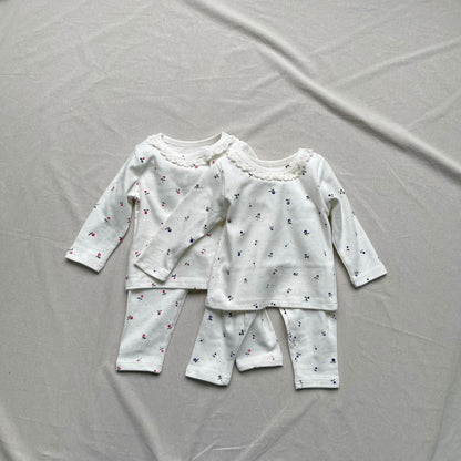 長袖パジャマ フラワー小花柄プリント長袖パジャマセット【mh0009437】