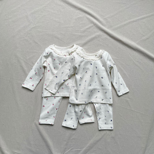 長袖パジャマ フラワー小花柄プリント長袖パジャマセット【mh0009437】