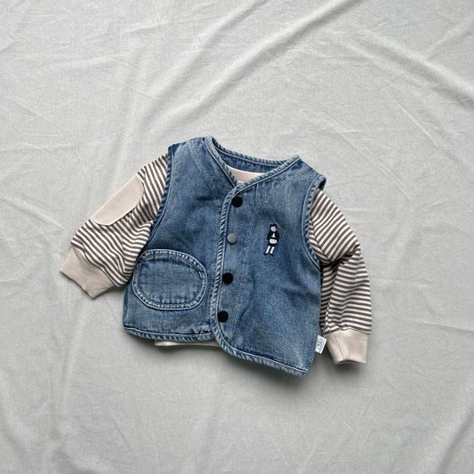 ベスト 刺繍ワンポイントデニムベスト【mh0009440】