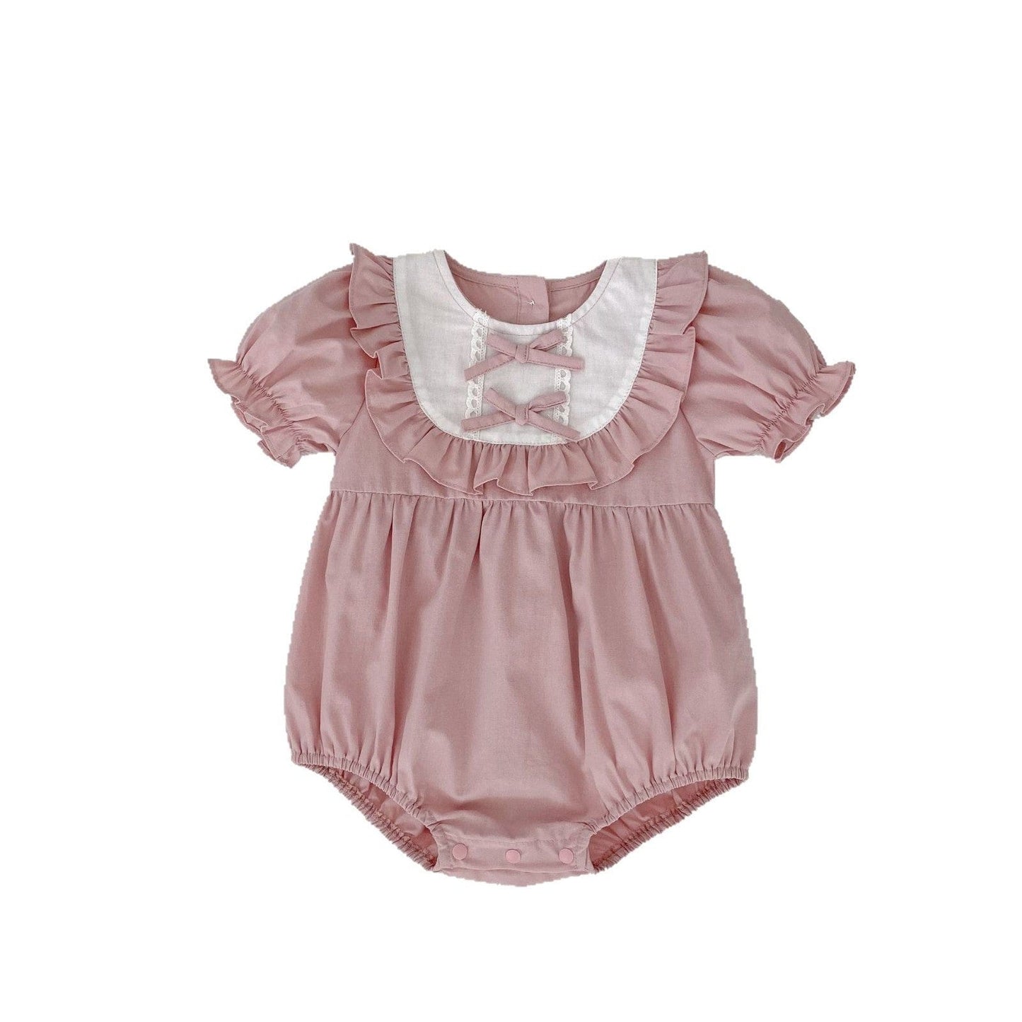 半袖ロンパース リボンフリル半袖パフスリーブロンパース【mh0009699】