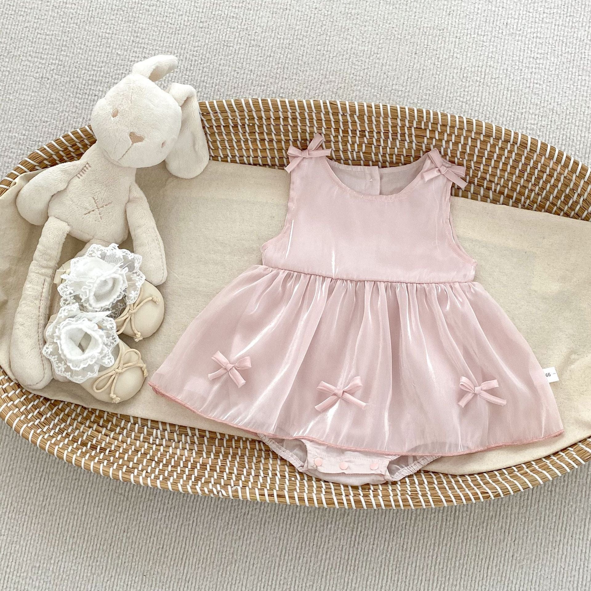 ノースリーブロンパース チューリップ/リボンスカートノースリーブロンパース【mh0009701】