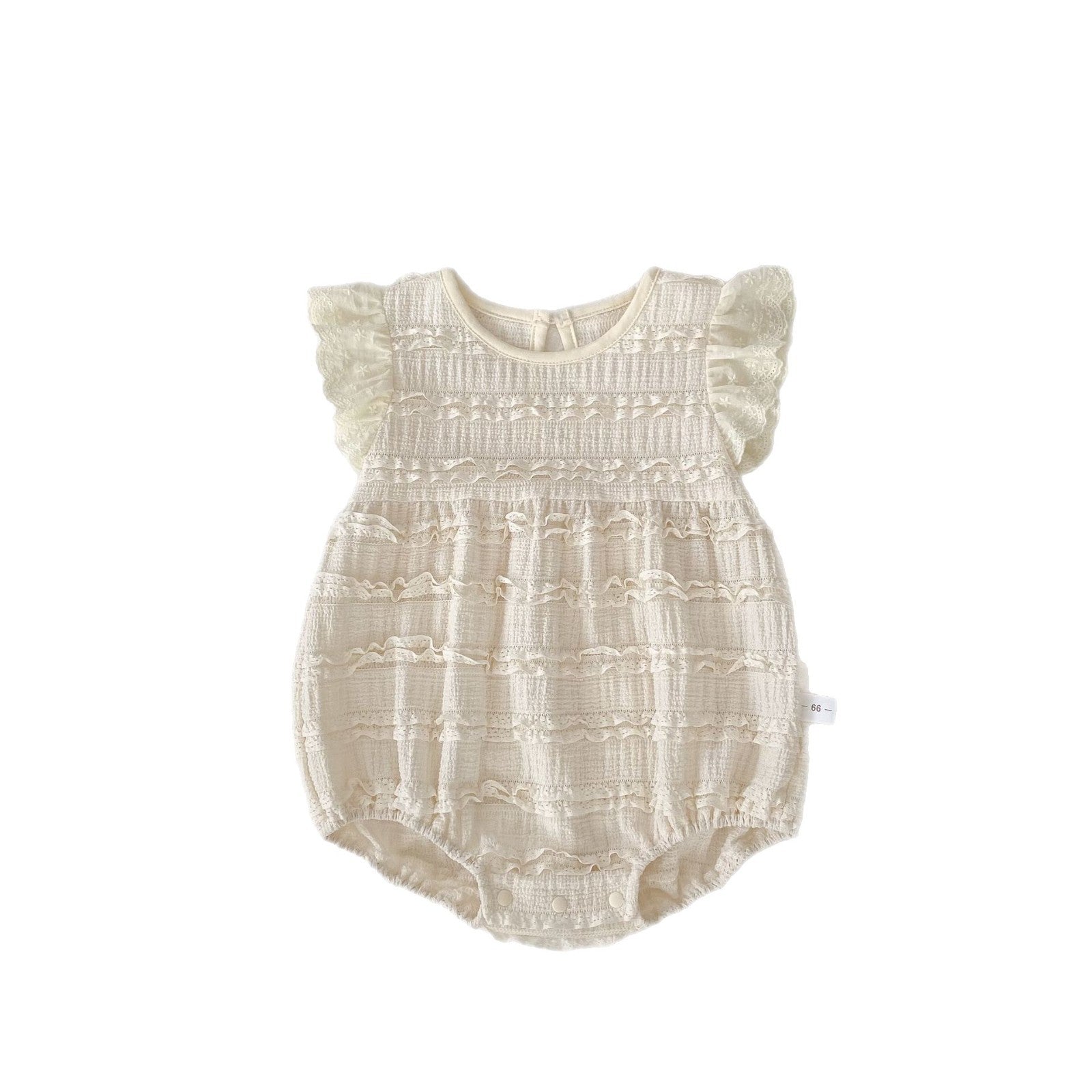 半袖ロンパース レース刺繍フリルスリーブロンパース【mh0009710】