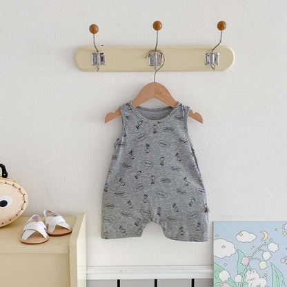 ノースリーブロンパース 恐竜ダイナソープリントノースリーブロンパース【mh0009749】