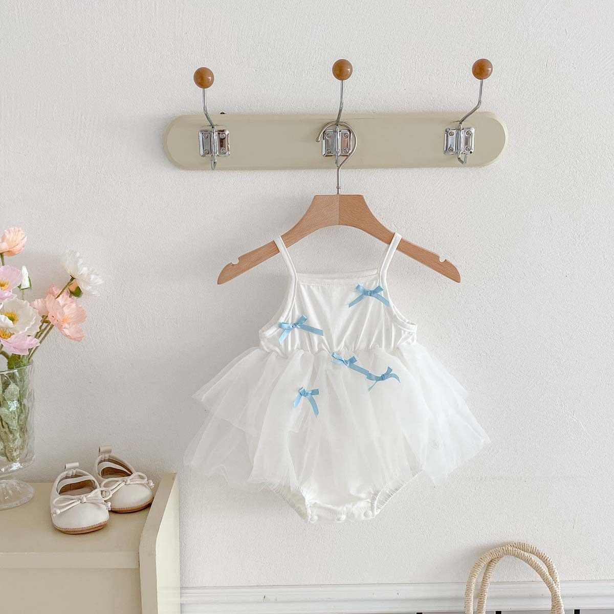 ノースリーブロンパース リボンチュールスカートドッキングキャミソールロンパース【mh0009750】