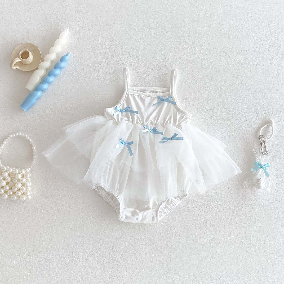 ノースリーブロンパース リボンチュールスカートドッキングキャミソールロンパース【mh0009750】