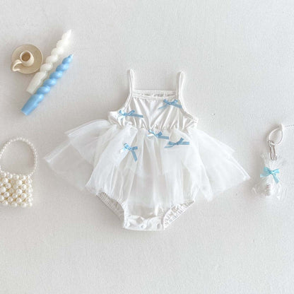 ノースリーブロンパース リボンチュールスカートドッキングキャミソールロンパース【mh0009750】