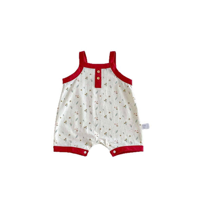 ノースリーブロンパース フラワープリントバイピングキャミソールジャンプスーツ【mh0009751】