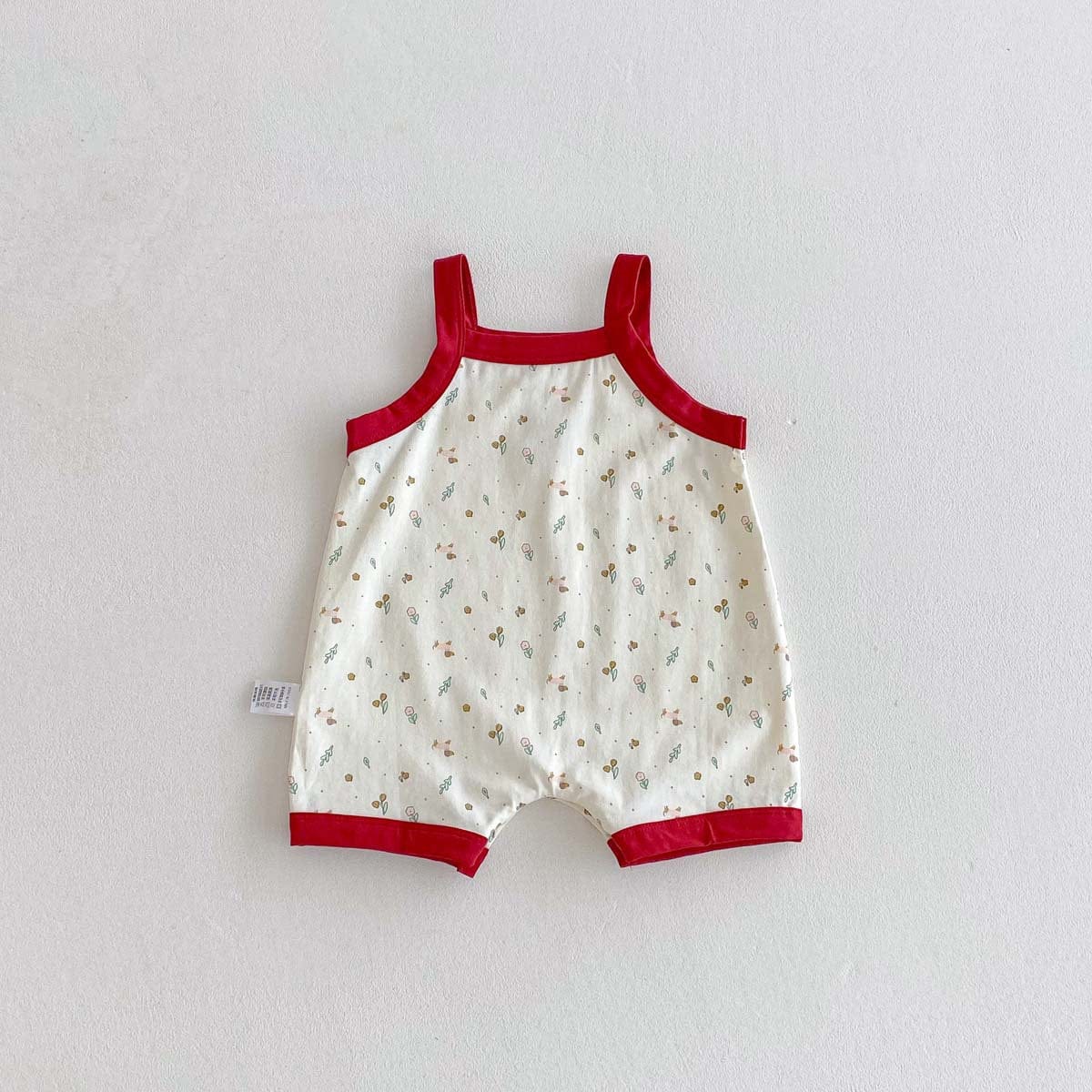 ノースリーブロンパース フラワープリントバイピングキャミソールジャンプスーツ【mh0009751】