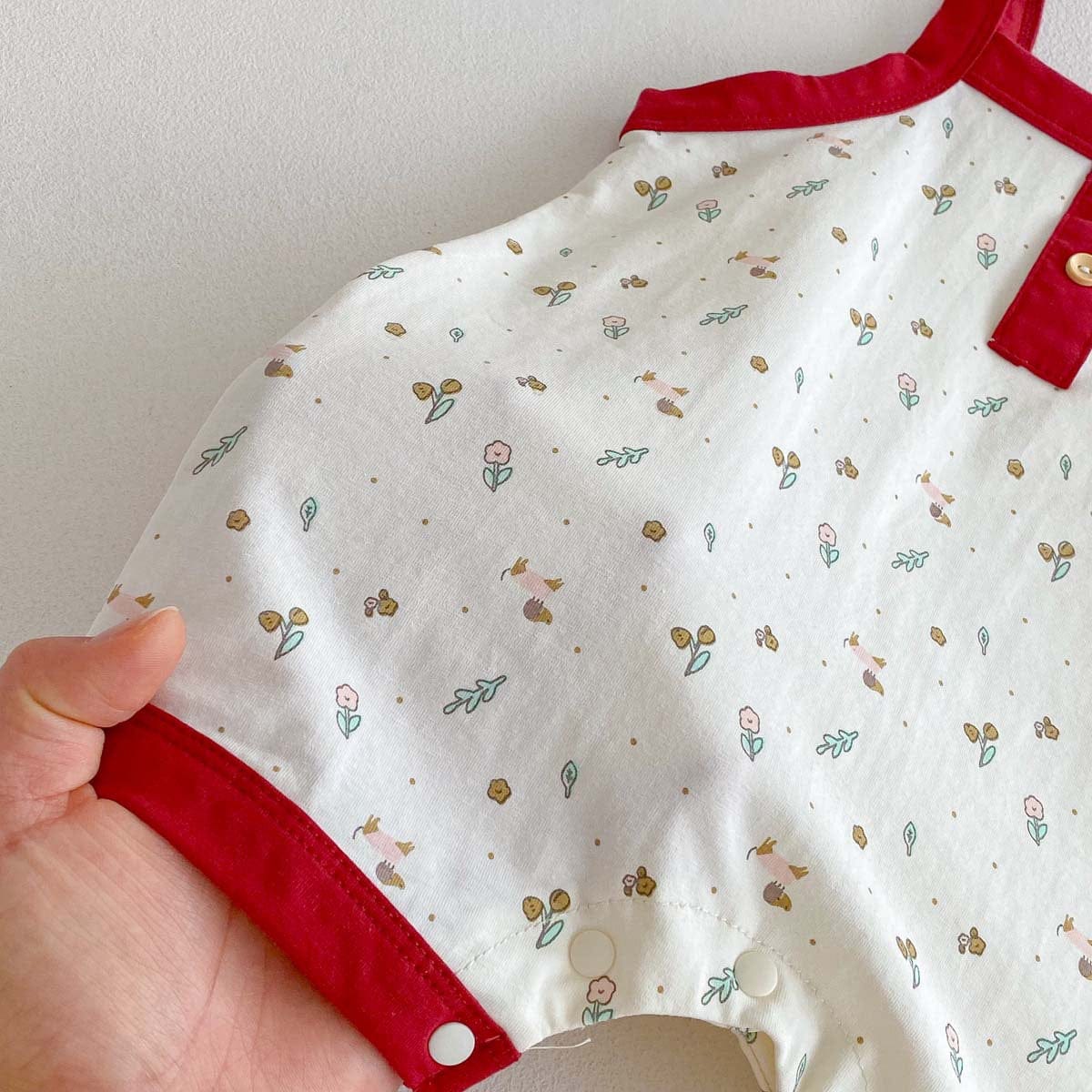 ノースリーブロンパース フラワープリントバイピングキャミソールジャンプスーツ【mh0009751】