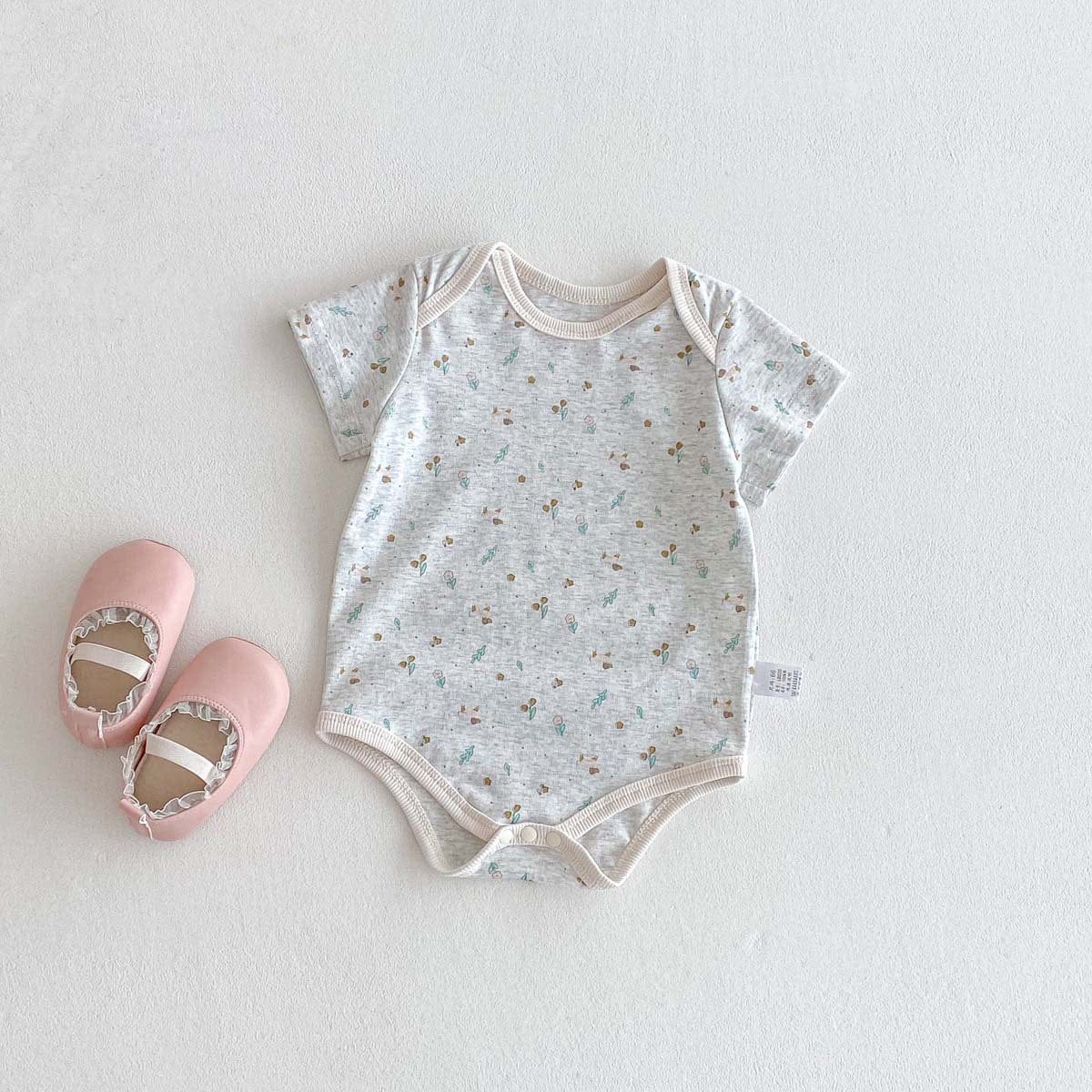 半袖ロンパース フラワー小花柄プリント半袖ボディスーツ【mh0009752】