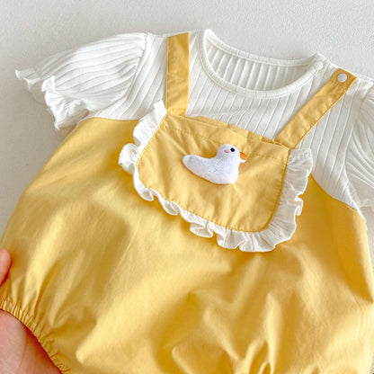 半袖ロンパース あひるアップリケドッキング半袖ロンパース【mh0009754】