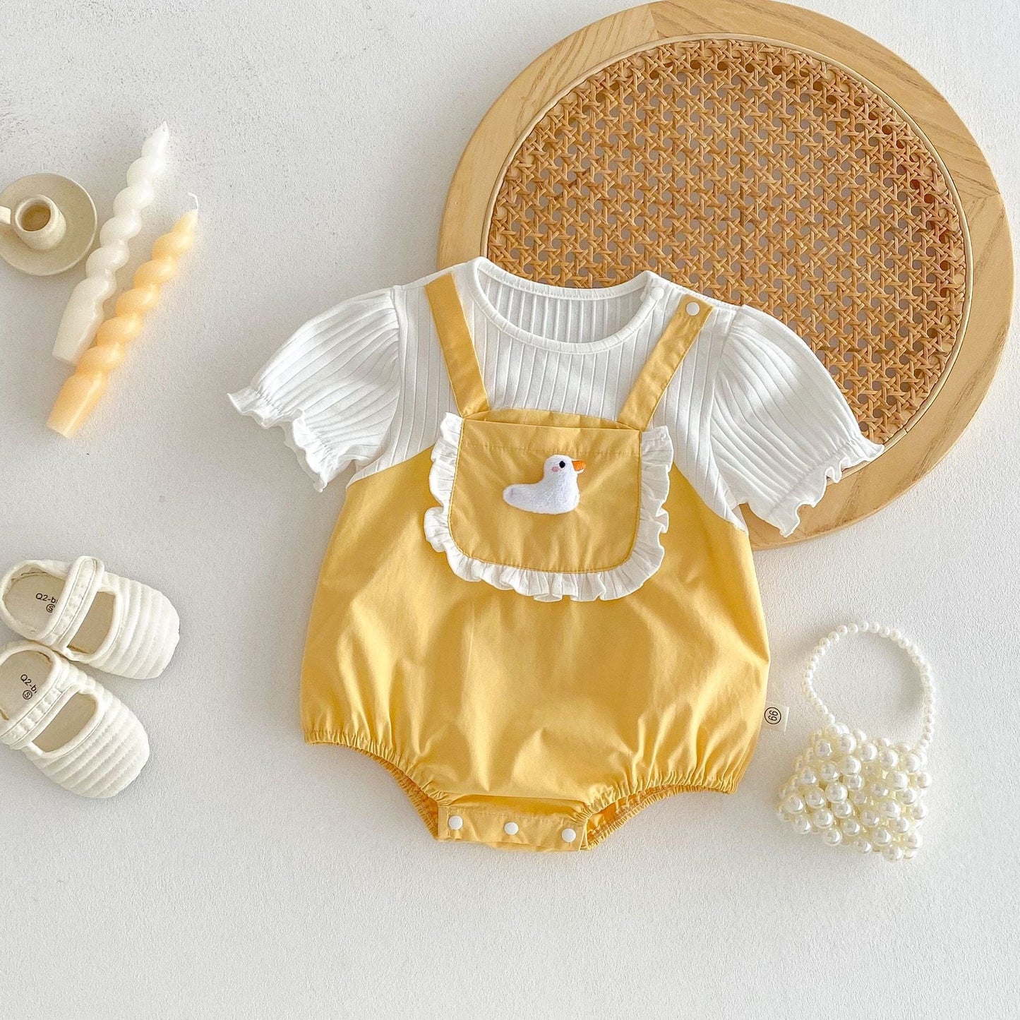 半袖ロンパース あひるアップリケドッキング半袖ロンパース【mh0009754】