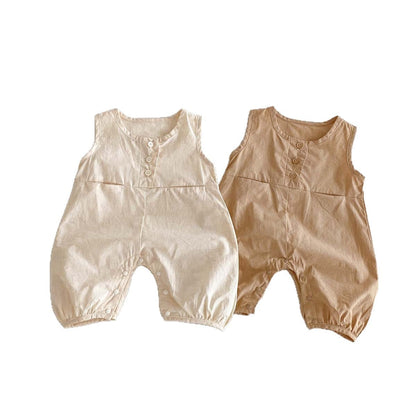 ノースリーブジャンプスーツ シンプルノースリーブジャンプスーツロンパース【mh0009756】