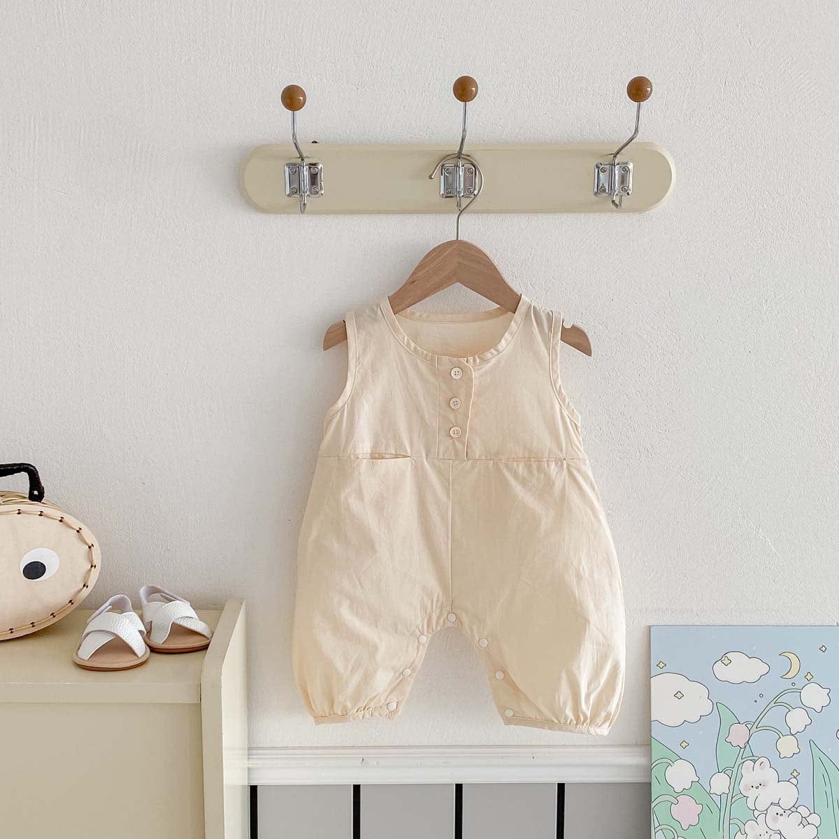 ノースリーブジャンプスーツ シンプルノースリーブジャンプスーツロンパース【mh0009756】