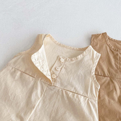 ノースリーブジャンプスーツ シンプルノースリーブジャンプスーツロンパース【mh0009756】