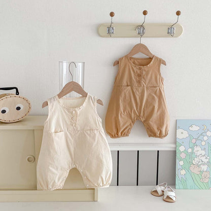 ノースリーブジャンプスーツ シンプルノースリーブジャンプスーツロンパース【mh0009756】