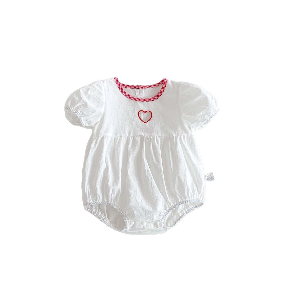 半袖ロンパース オープンハートチェックバイピング半袖ロンパース【mh0009758】